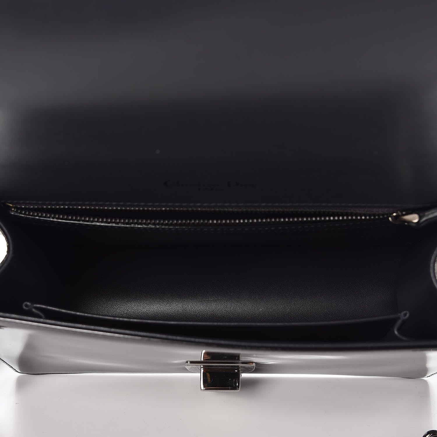 Christian Dior Metallic Patent Micro-Cannage Medium Diorama Flap Bag Graphite 5 of 7