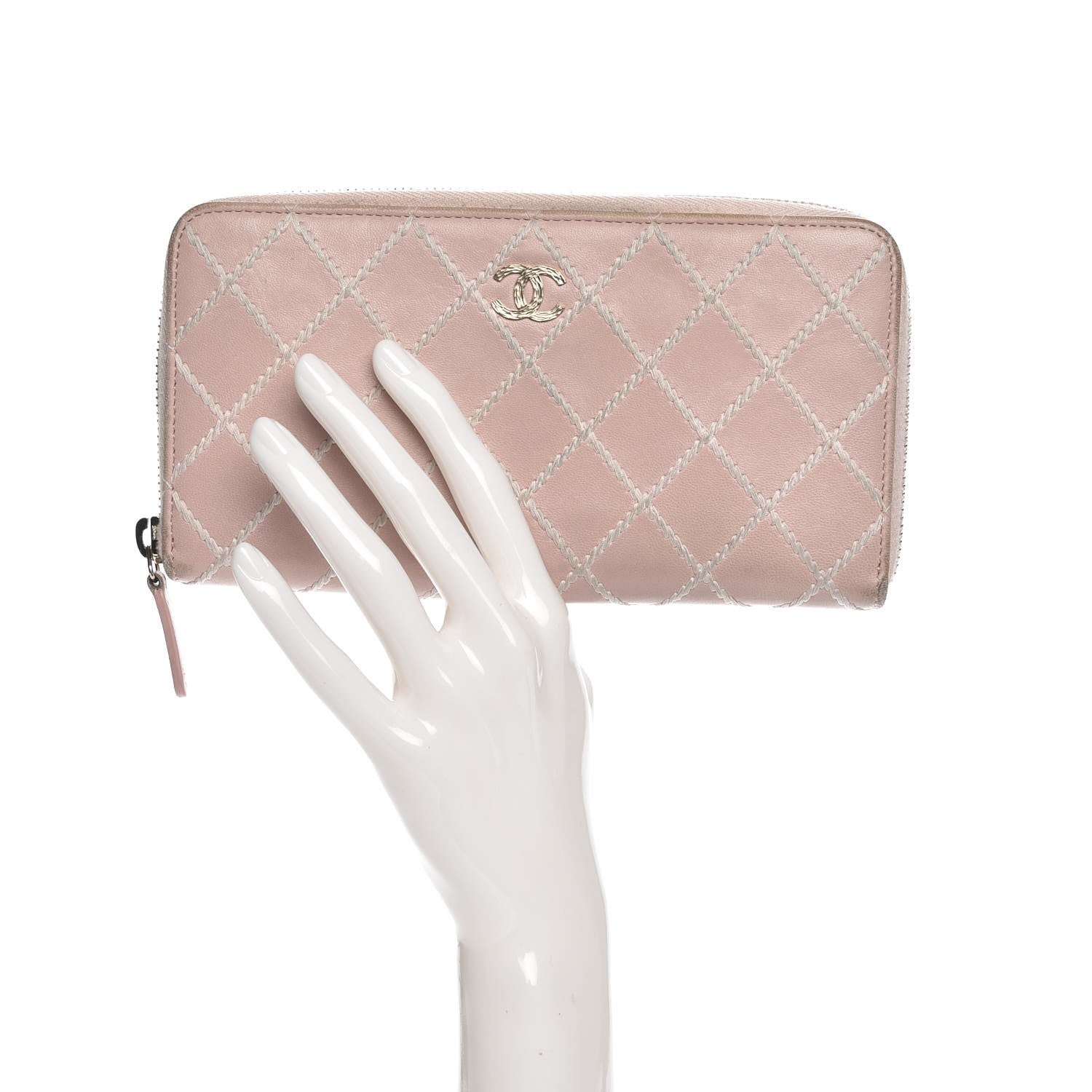 Chanel Lambskin Fancy CC Large Zip Around Wallet Pink 2 of 10