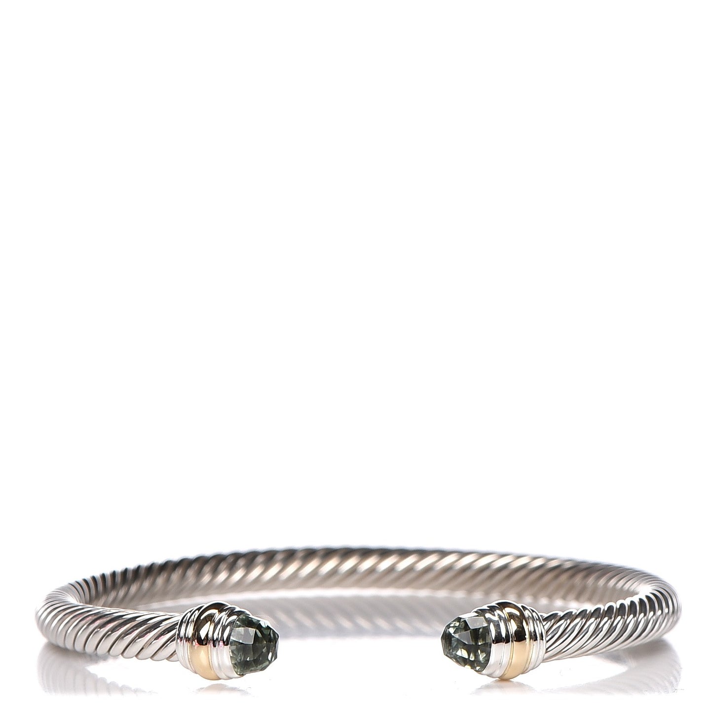 Sterling Silver 14K Yellow Gold Prasiolite 5mm Cable Classics Bracelet