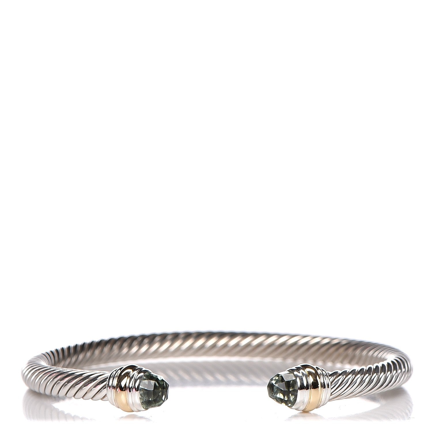 David Yurman Sterling Silver 14K Yellow Gold Prasiolite 5mm Cable Classics Bracelet 1 of 4