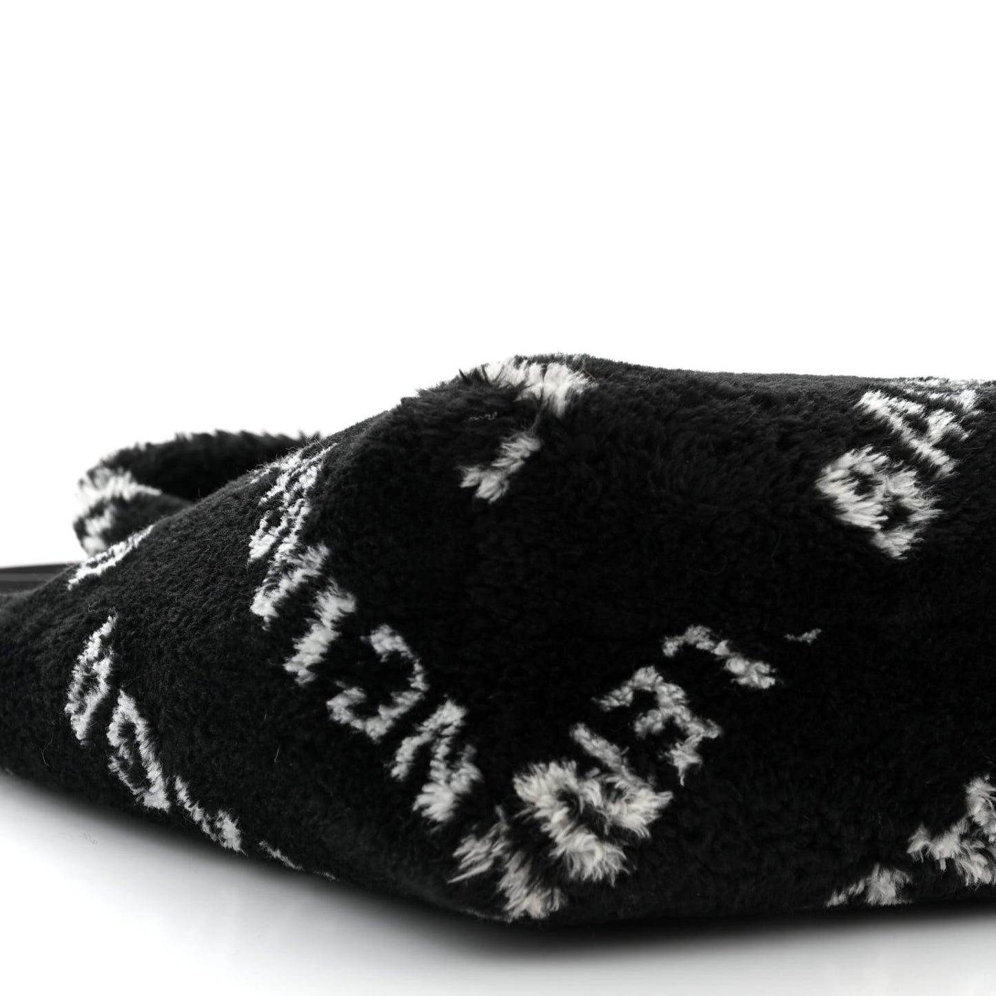 Faux Fur Diagonal Logo Everyday Tote Black White