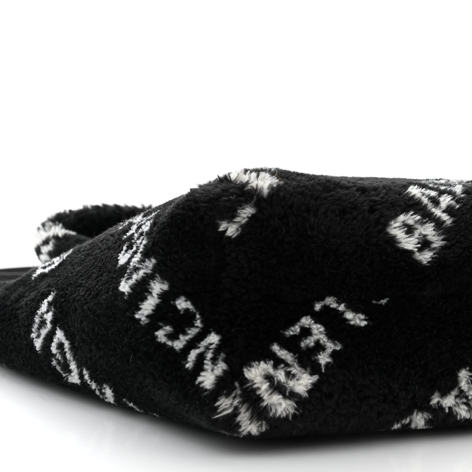 Balenciaga Faux Fur Diagonal Logo Everyday Tote Black White 8 of 9
