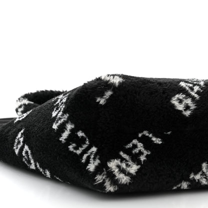 Balenciaga Faux Fur Diagonal Logo Everyday Tote Black White 8 of 9