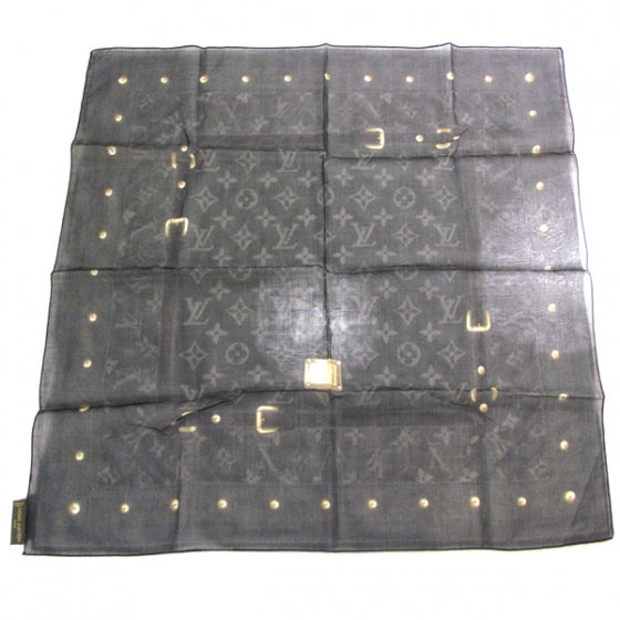 Cotton Monogram New Denim Bandana Noir
