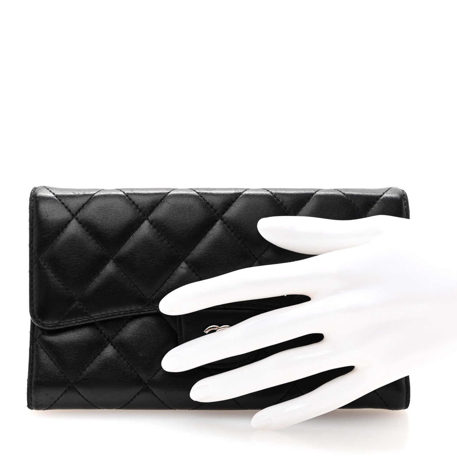 Chanel Lambskin Quilted Large Flap Wallet Black 2 of 14