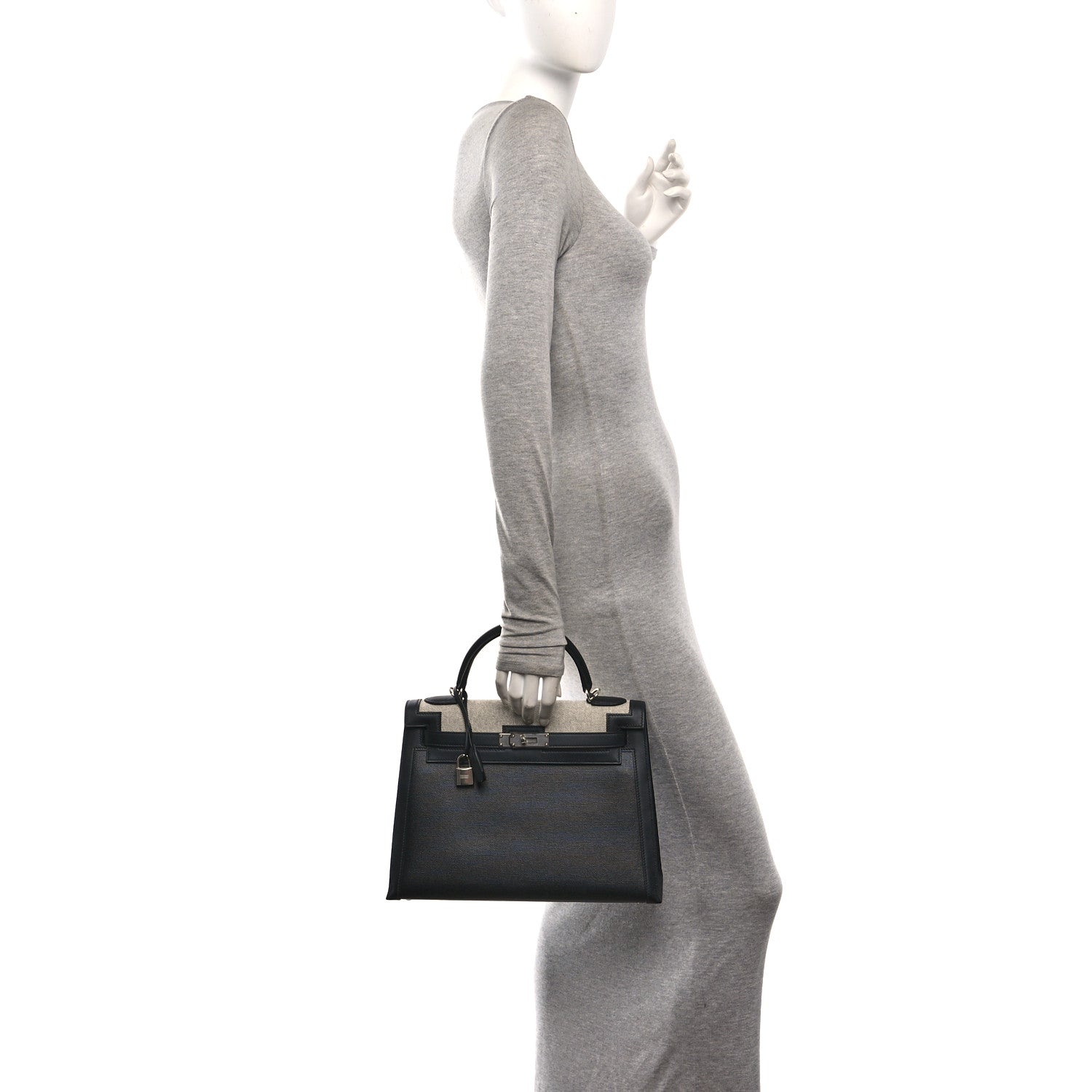 Hermes Berline Toile Swift Kelly Sellier 32 Black Ecru 2 of 10