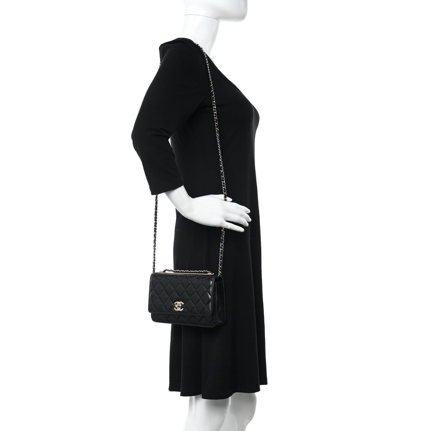 Chanel Lambskin Quilted Trendy CC Wallet On Chain WOC Black 2 of 11