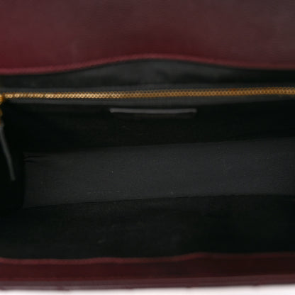 Saint Laurent Grain De Poudre Matelasse Chevron Large Monogram Satchel Rouge Legion 5 of 9