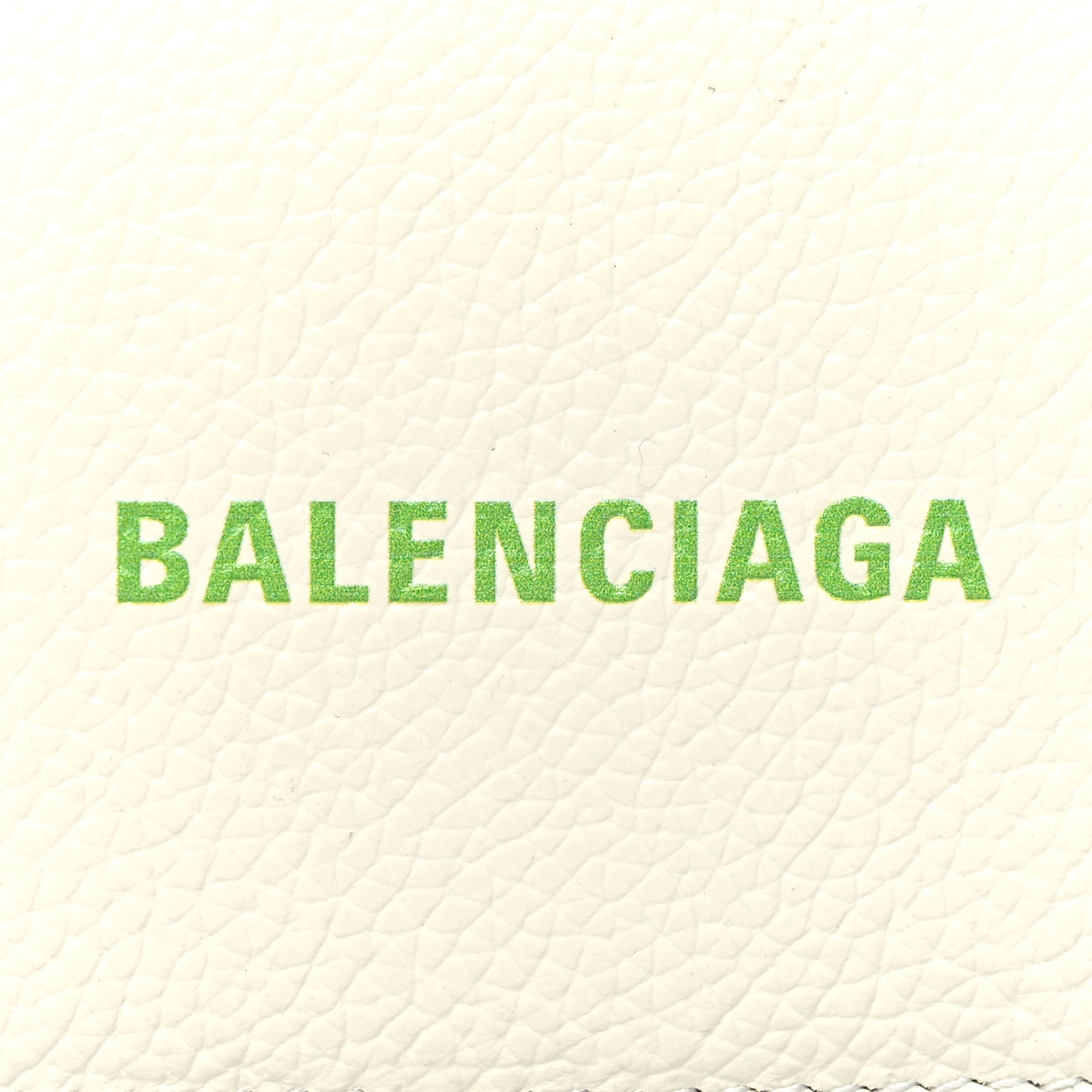 Grained Calfskin Logo Mini Cash Wallet White Light Green
