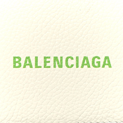 Balenciaga Grained Calfskin Logo Mini Cash Wallet White Light Green 9 of 9