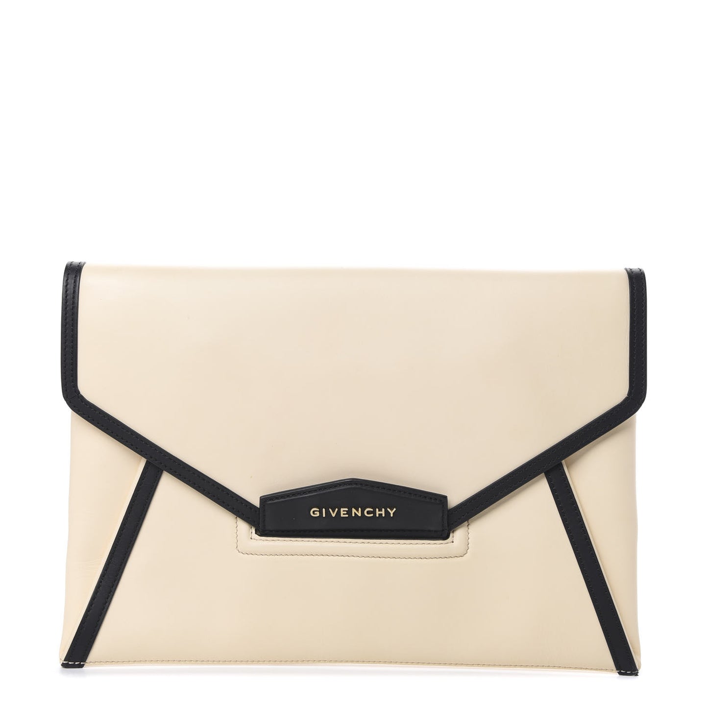 Smooth Calfskin Antigona Envelope Clutch Nude Black