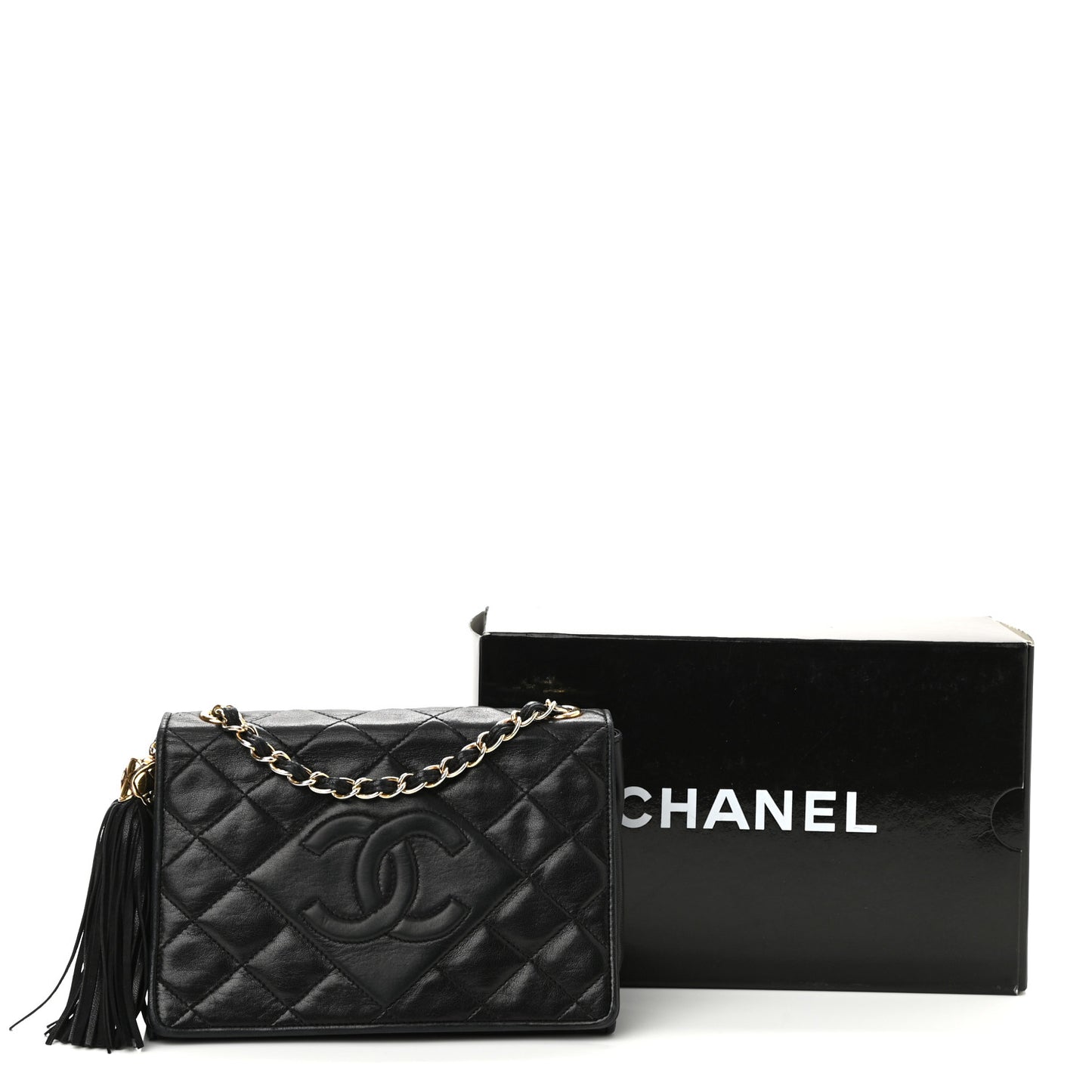 Lambskin Small Tassel Single Flap Black
