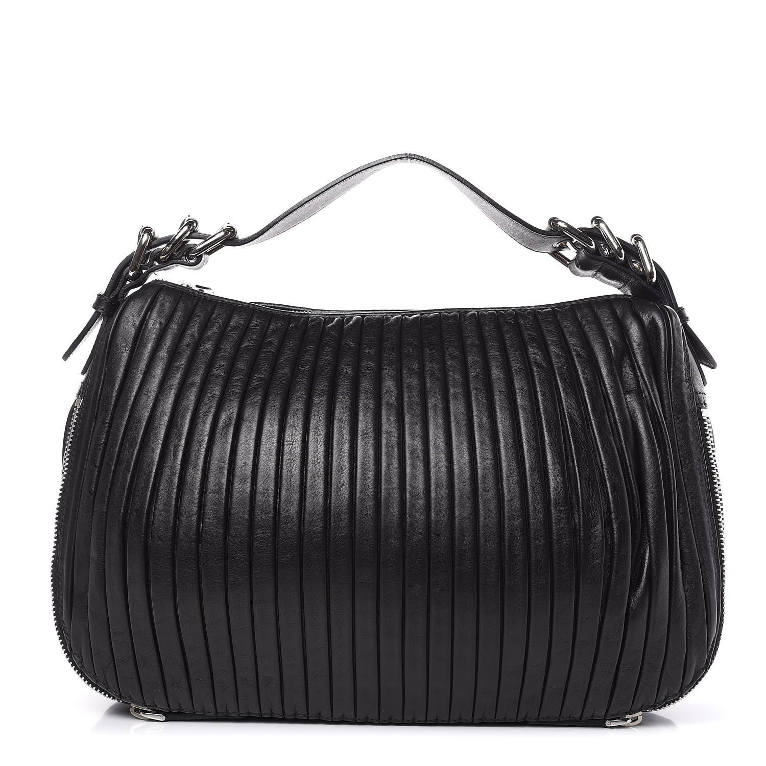 Miu Miu Lambskin Plisse Hobo Black 1 of 13