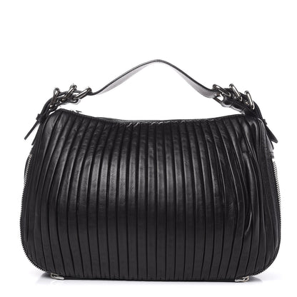 Miu Miu Lambskin Plisse Hobo Black 1 of 13