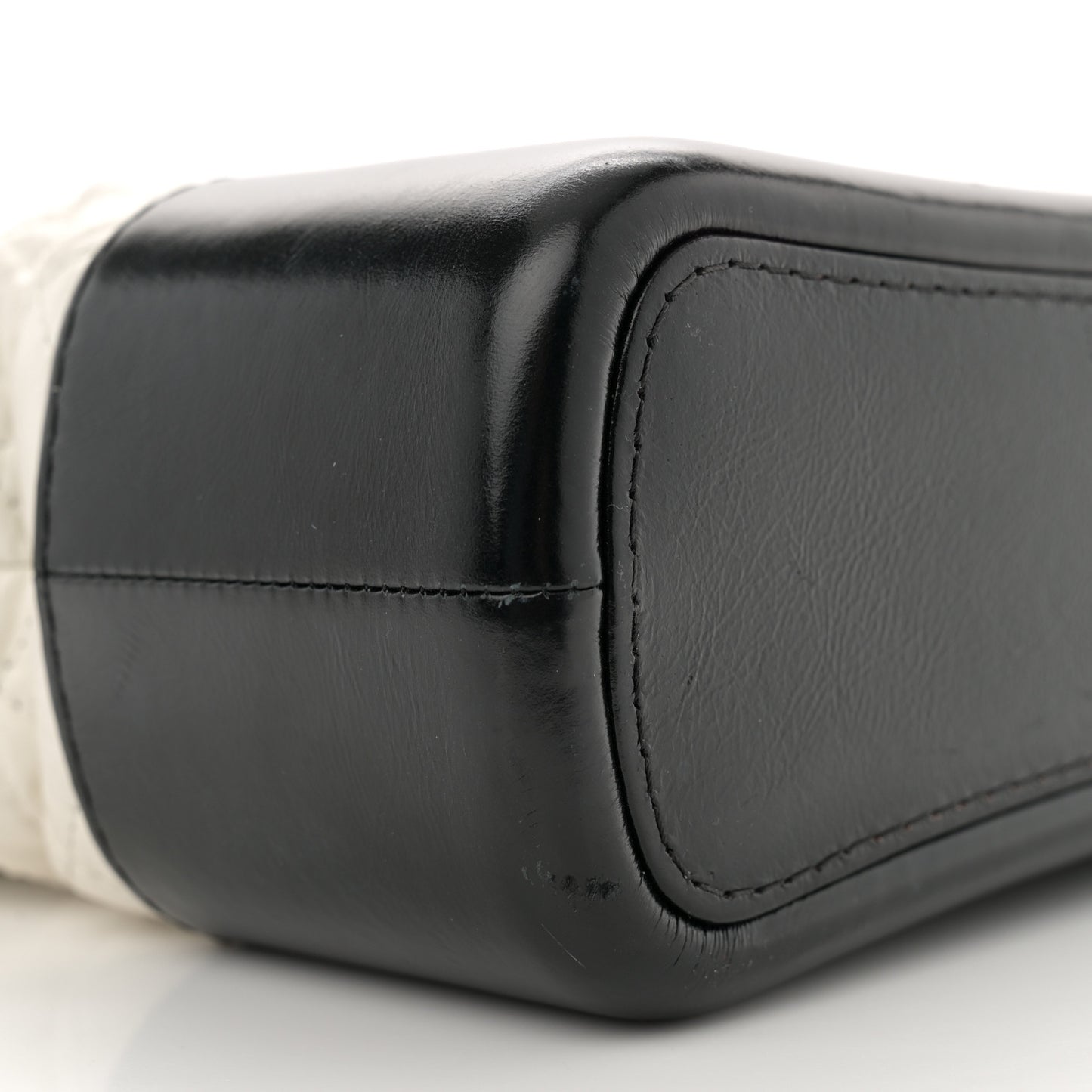 Aged Calfskin Quilted Small Gabrielle Hobo Black White