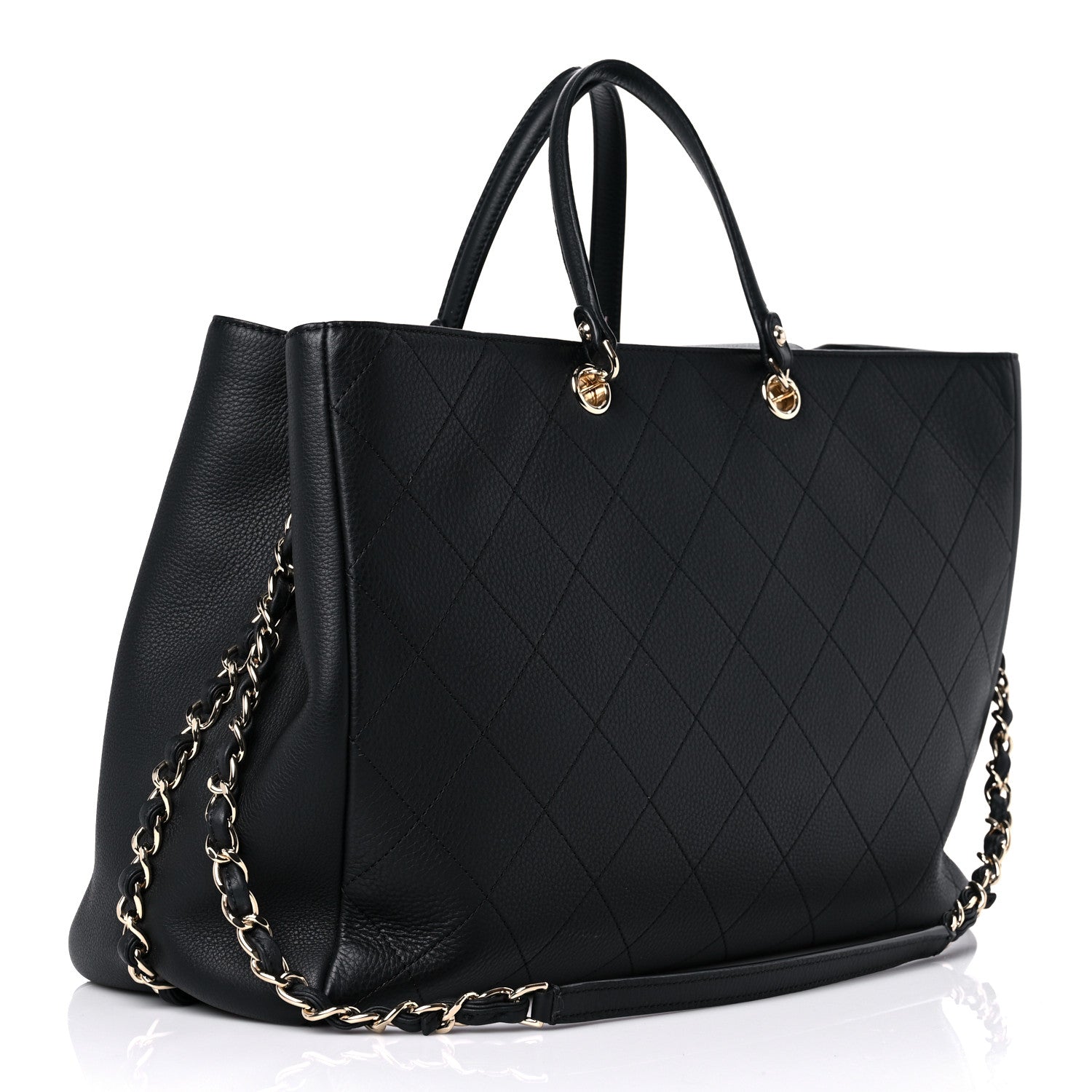 Chanel Bullskin Stitched Large Shopping Bag Black 3 of 13