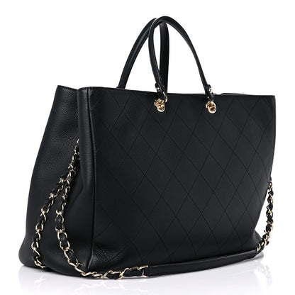 Chanel Bullskin Stitched Large Shopping Bag Black 3 of 13