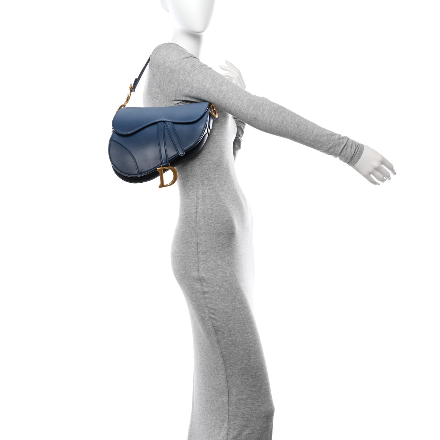 Calfskin Gradient Saddle Bag Indigo Blue