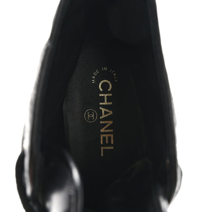 Chanel Crumpled Lambskin Quilted Platform Lace Up Combat Boots 39 Black 7 of 10