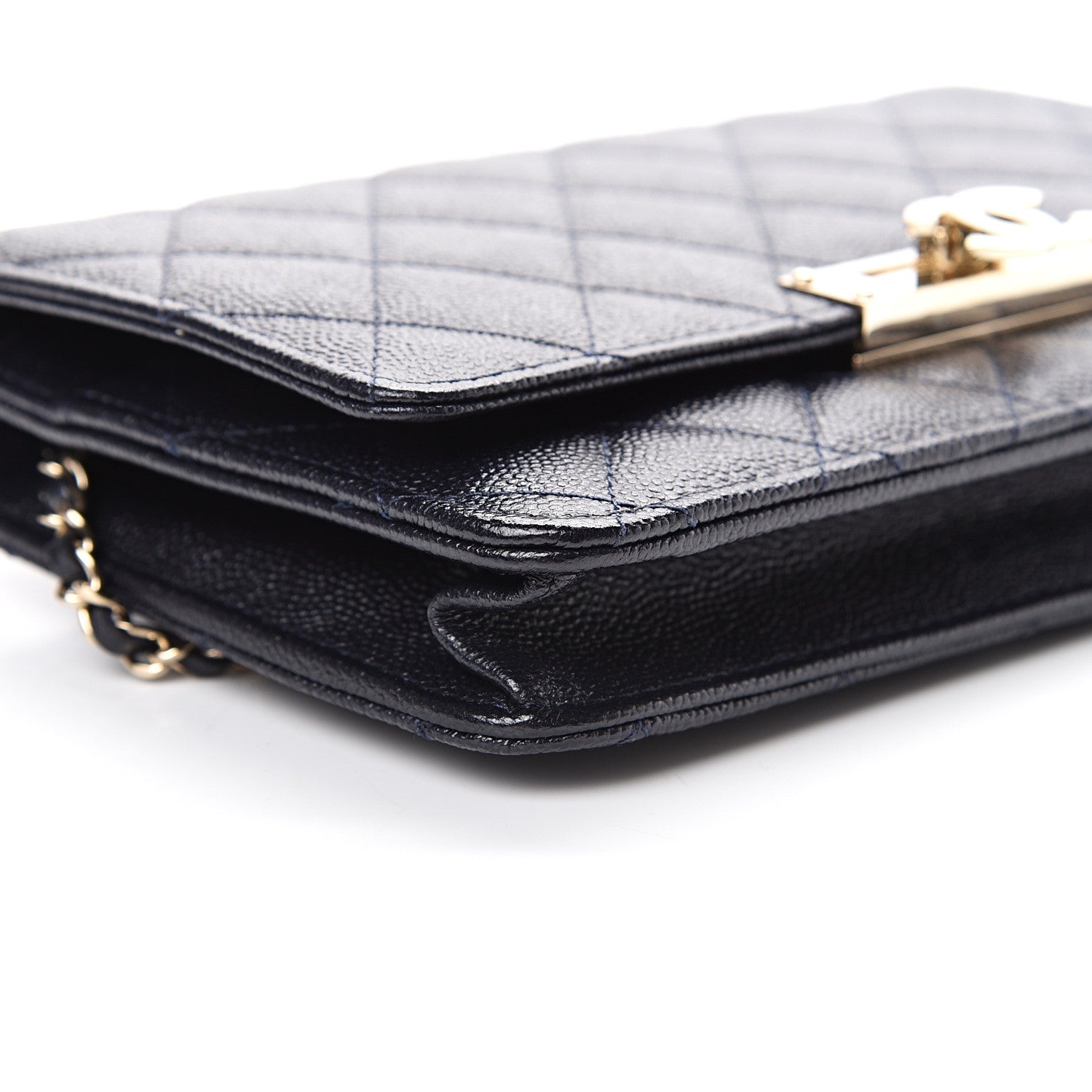 Chanel Caviar Quilted Golden Class Wallet On Chain WOC Navy 9 of 11