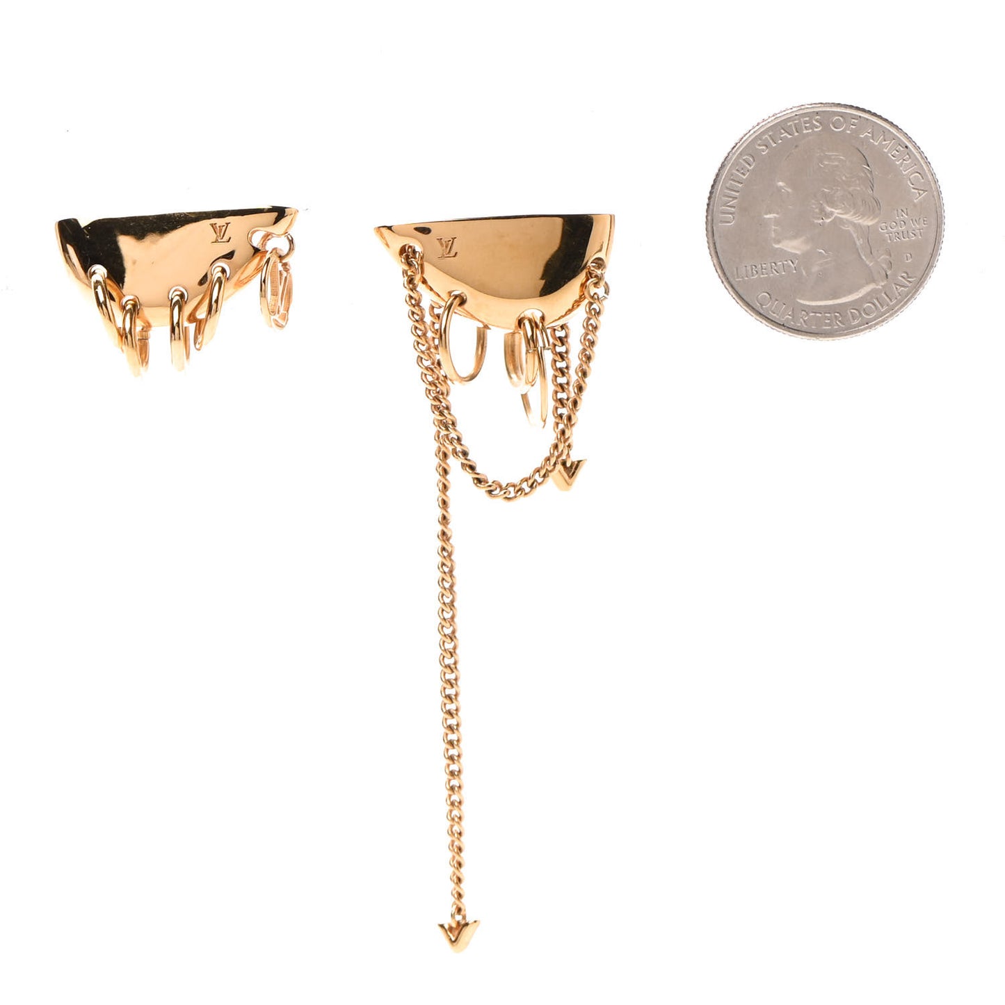 Brass Bionic Chain Earrings Gold