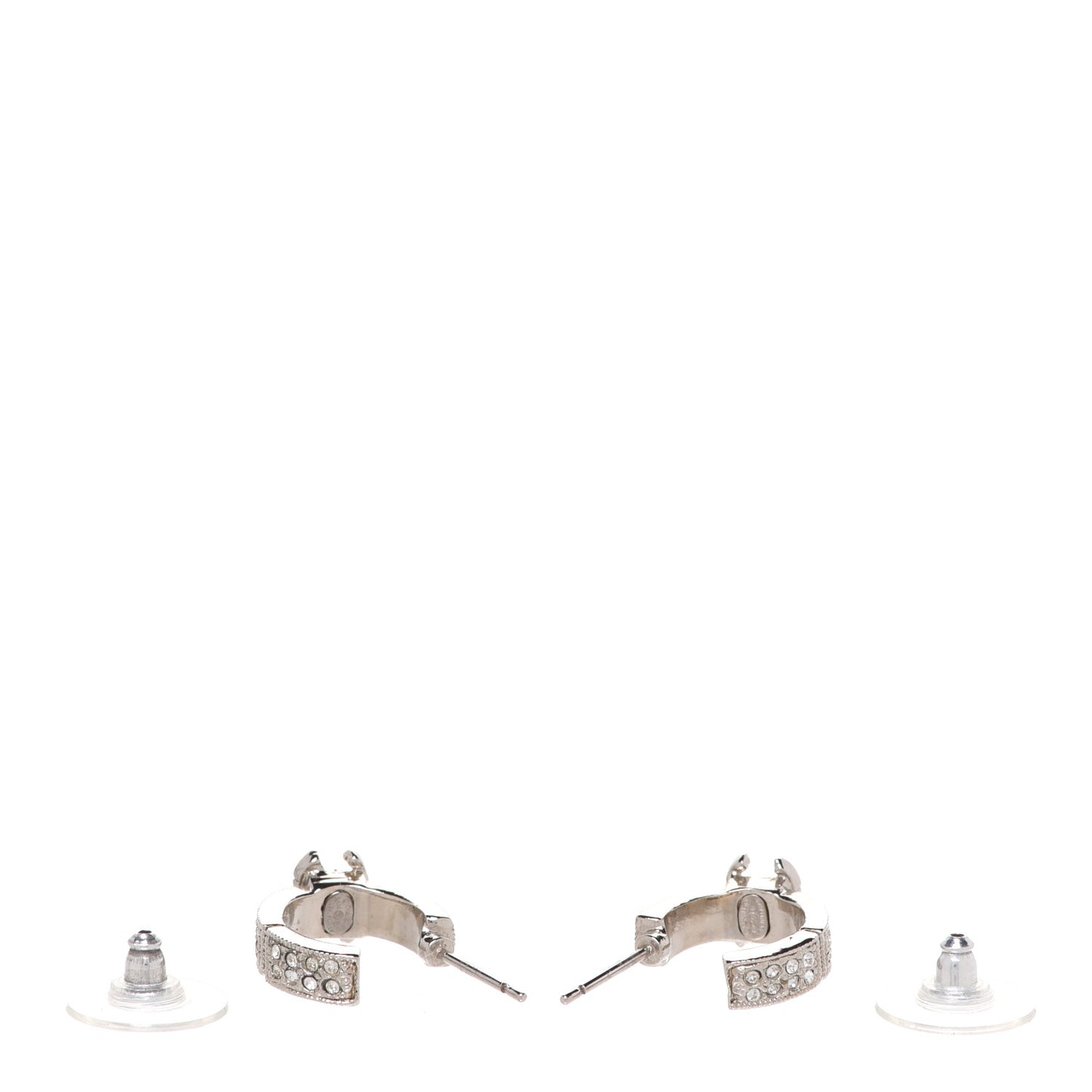 Crystal CC Hoop Earrings Silver