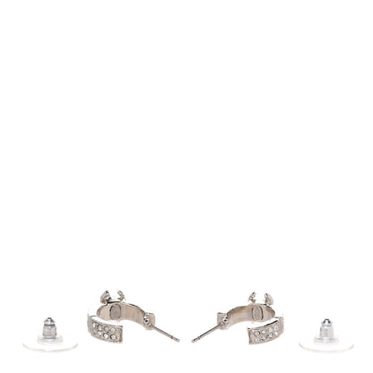 Chanel Crystal CC Hoop Earrings Silver 3 of 5