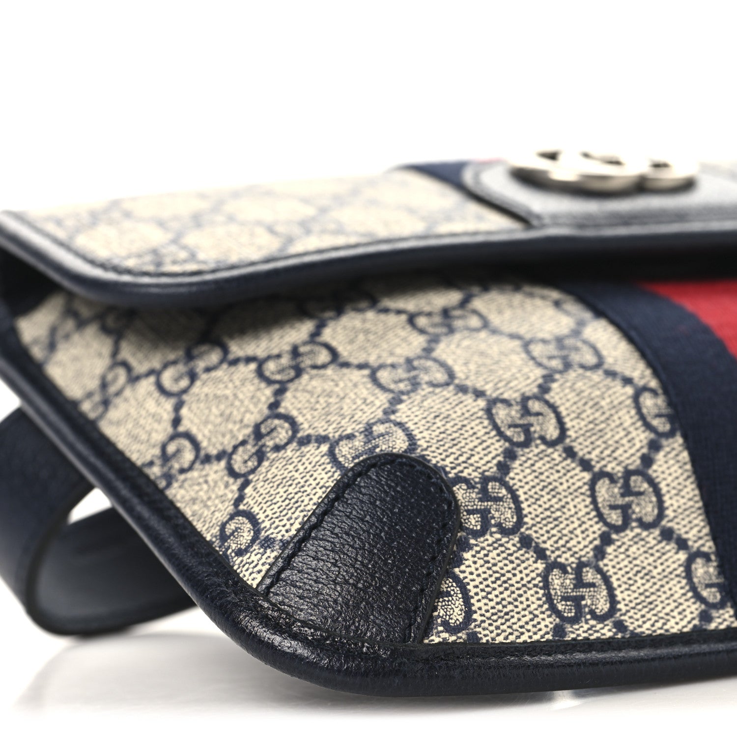 Gucci GG Supreme Monogram Web Small Ophidia Belt Bag 90 36 Beige Navy 9 of 10