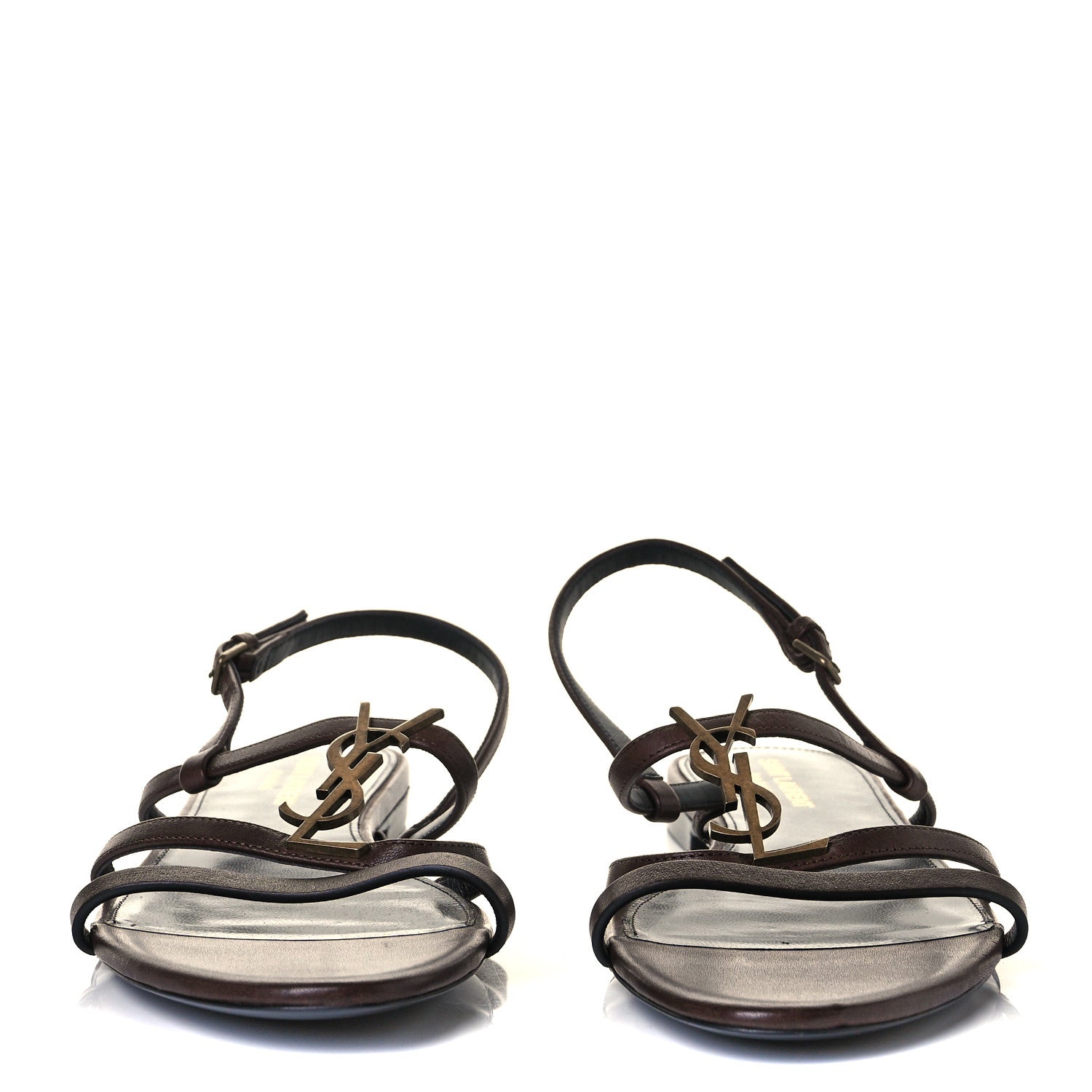 Saint Laurent Calfskin Cassandra Monogram Sandals 41 Moro 3 of 21
