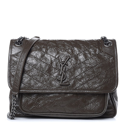 Saint Laurent Crinkled Calfskin Matelasse Monogram Medium Niki Chain Satchel Faggio 1 of 8