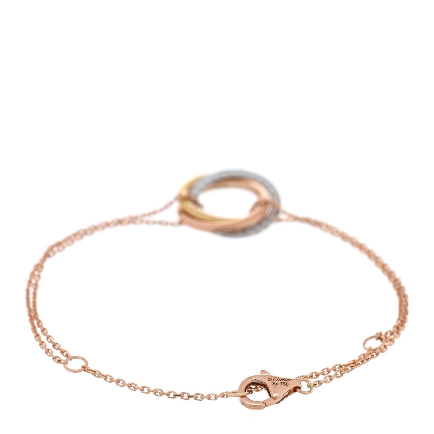 18K Pink Yellow White Gold Diamond Trinity Bracelet