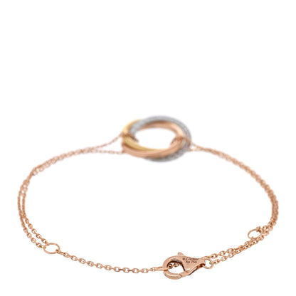 Cartier 18K Pink Yellow White Gold Diamond Trinity Bracelet 2 of 4