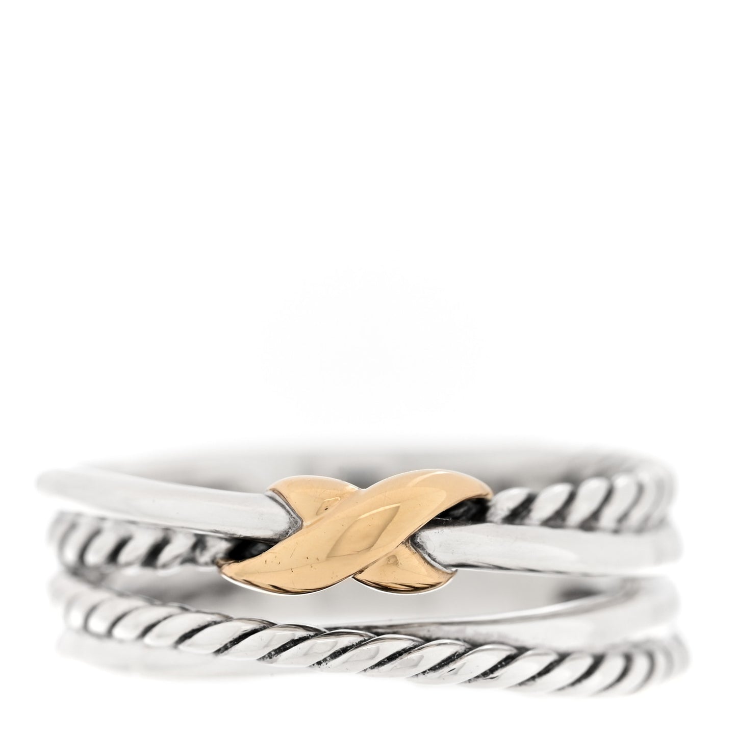 Sterling Silver 18K Yellow Gold 6mm X Crossover Ring 53 6.5