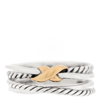 David Yurman Sterling Silver 18K Yellow Gold 6mm X Crossover Ring 53 6.5 1 of 4