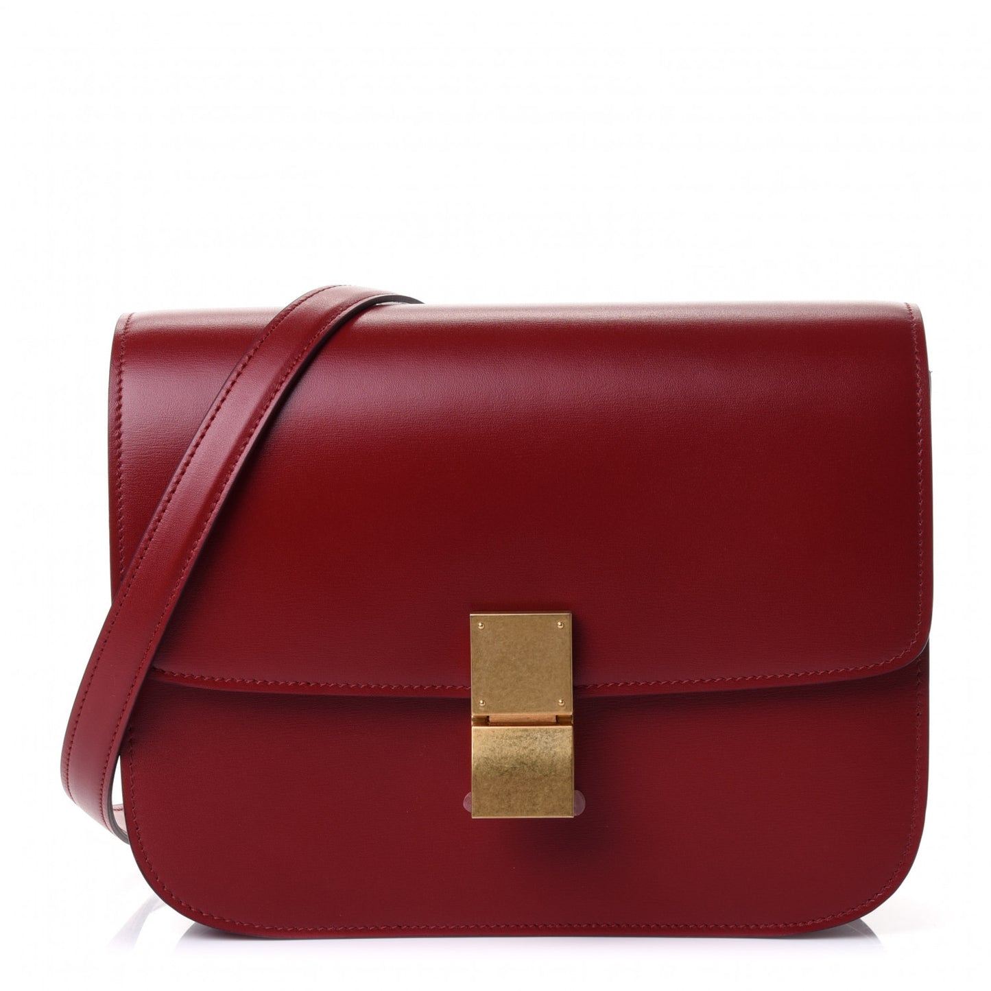 Box Calfskin Medium Classic Box Flap Bag Red