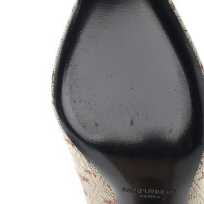 Saint Laurent Silk Blend Monogram Lola Cap Toe Pumps 37 Beige 9 of 11
