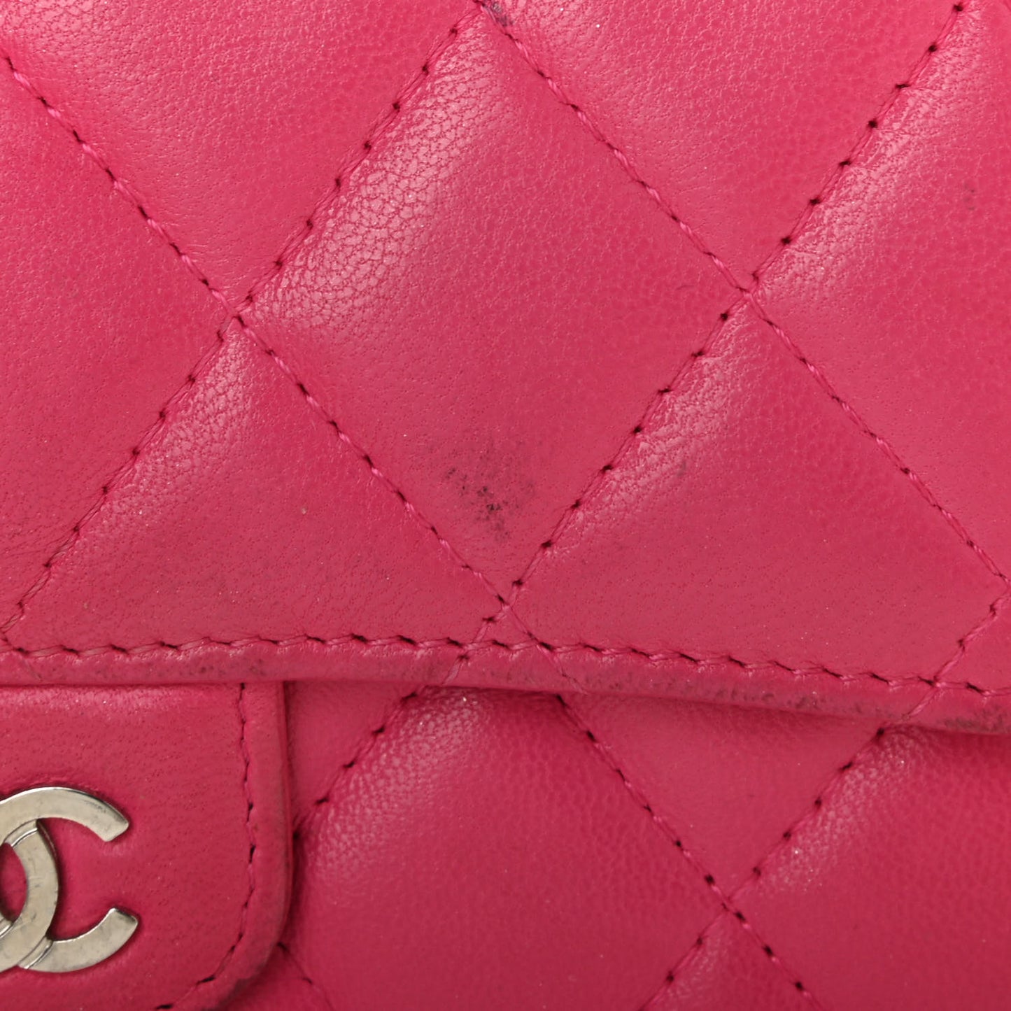 Lambskin Quilted Small Flap Wallet Pink