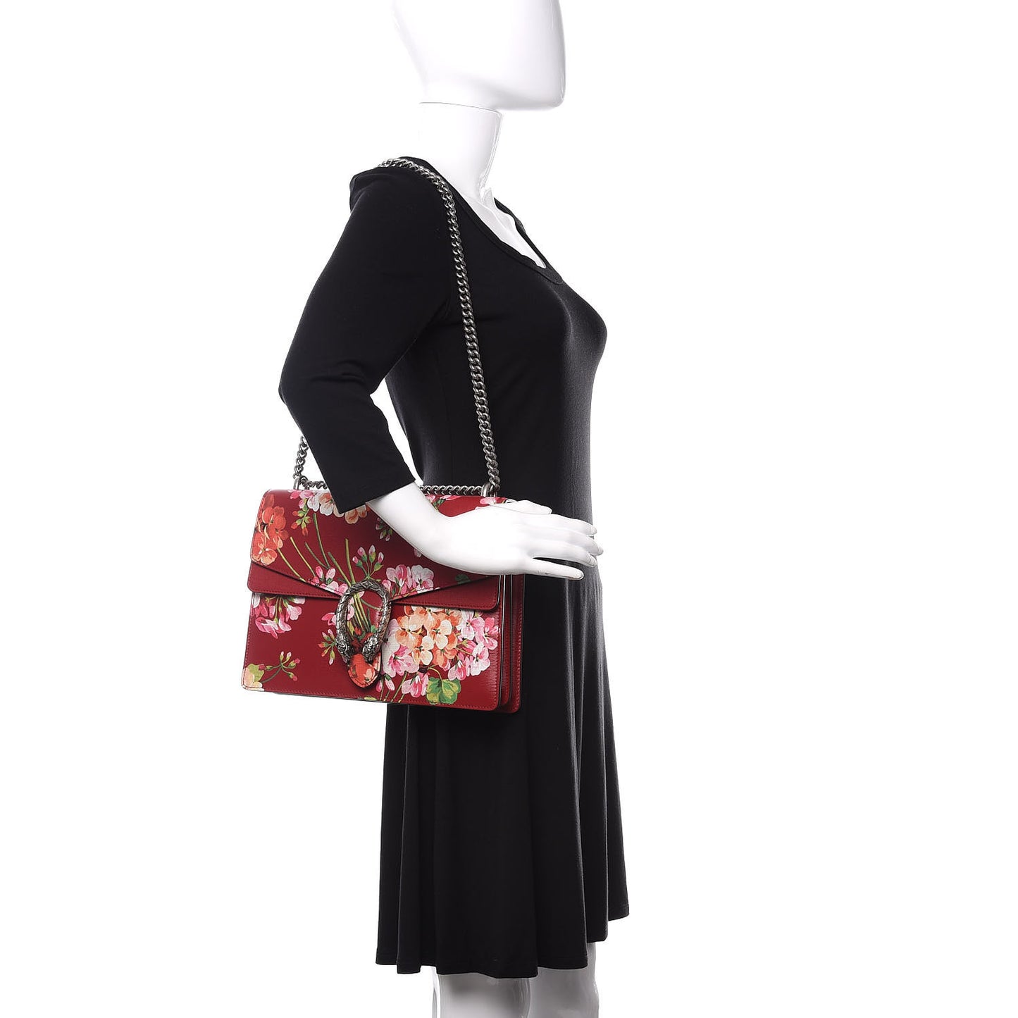 Calfskin Blooms Print Medium Dionysus Shoulder Bag Romantic Cherry Multicolor