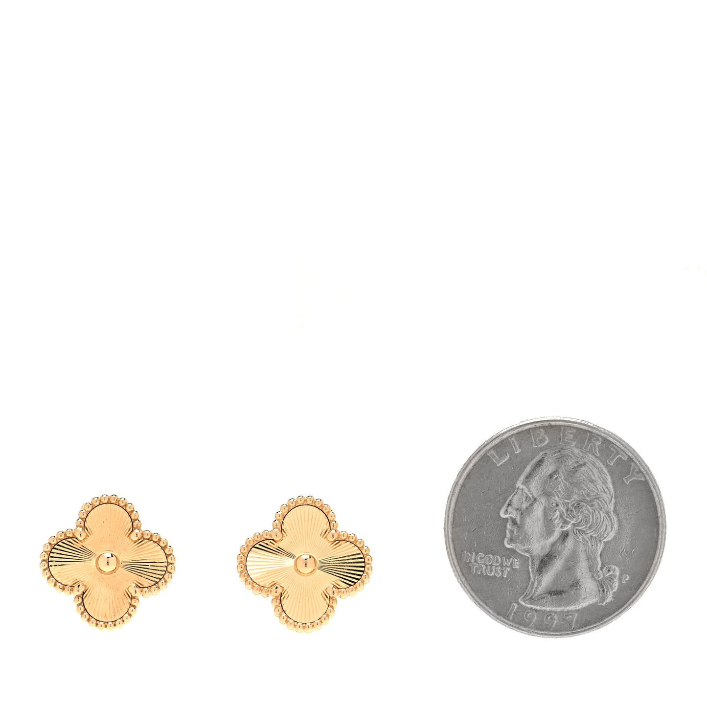 18K Yellow Gold Guilloche Vintage Alhambra Earrings