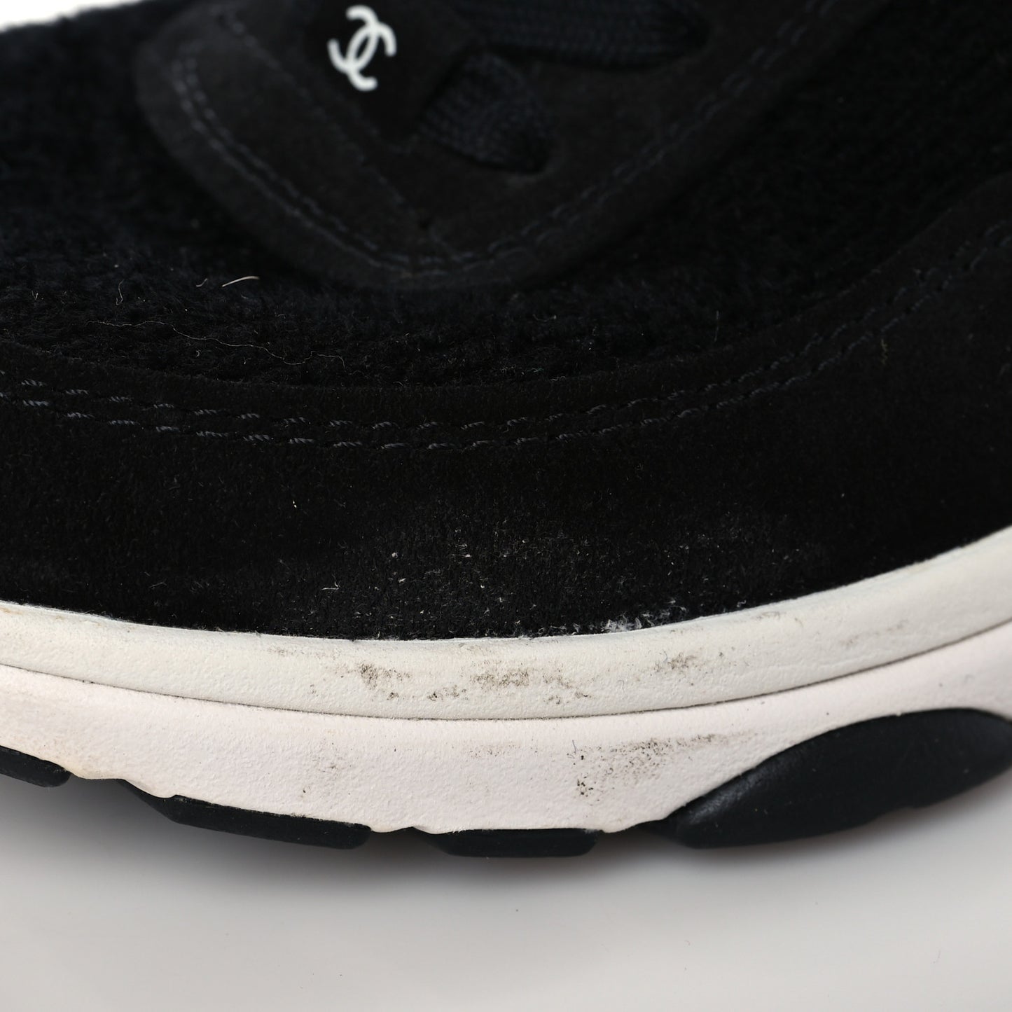 Fabric Suede Calfskin Stretch CC Sneakers 38.5 Black