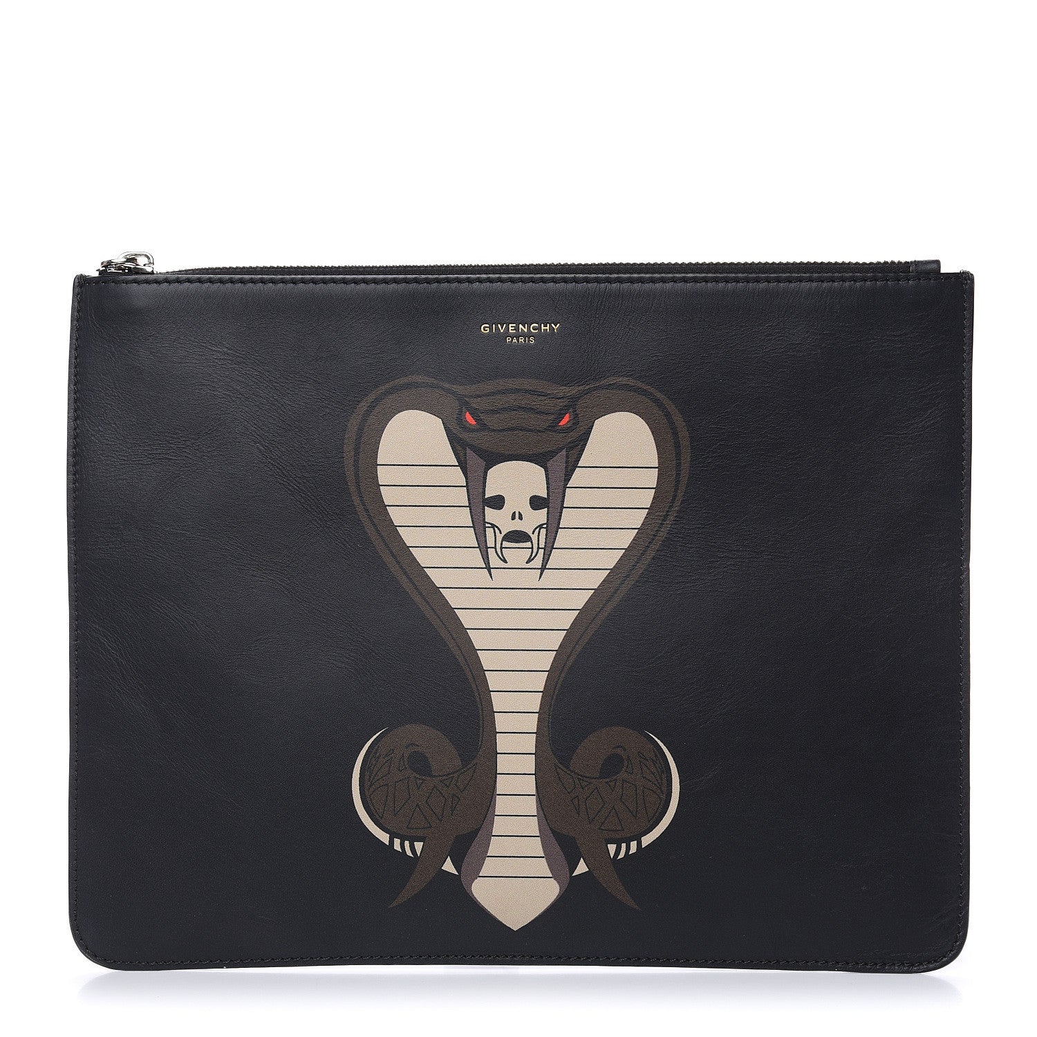 Givenchy Calfskin Cobra Print Zip Pouch Black 1 of 8