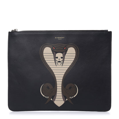 Givenchy Calfskin Cobra Print Zip Pouch Black 1 of 8