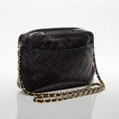 Chanel Lambskin Chevron Tassel Camera Case Black 3 of 7