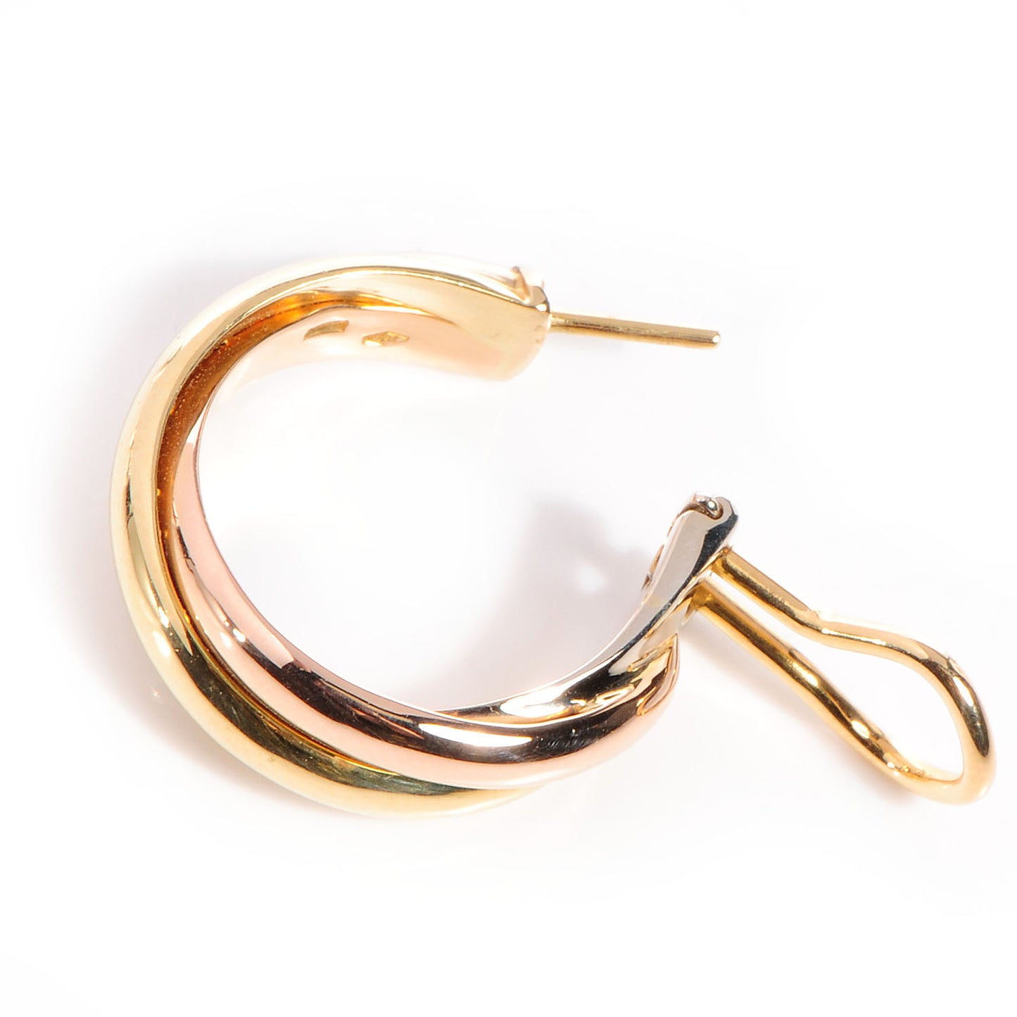 18k Pink Yellow White Gold Trinity De Earrings