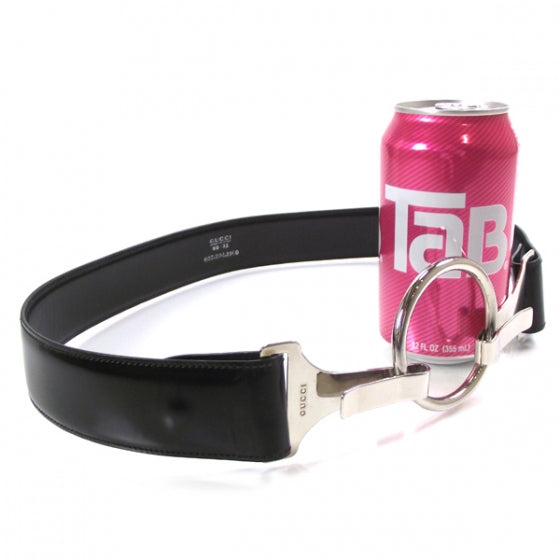 Leather Ring Belt Black 32