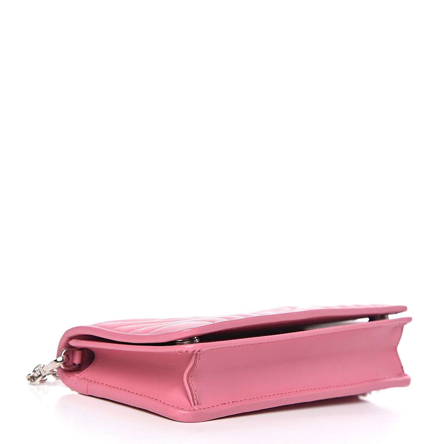 Soft Calf Quilted Diagramme Chain Wallet Begonia