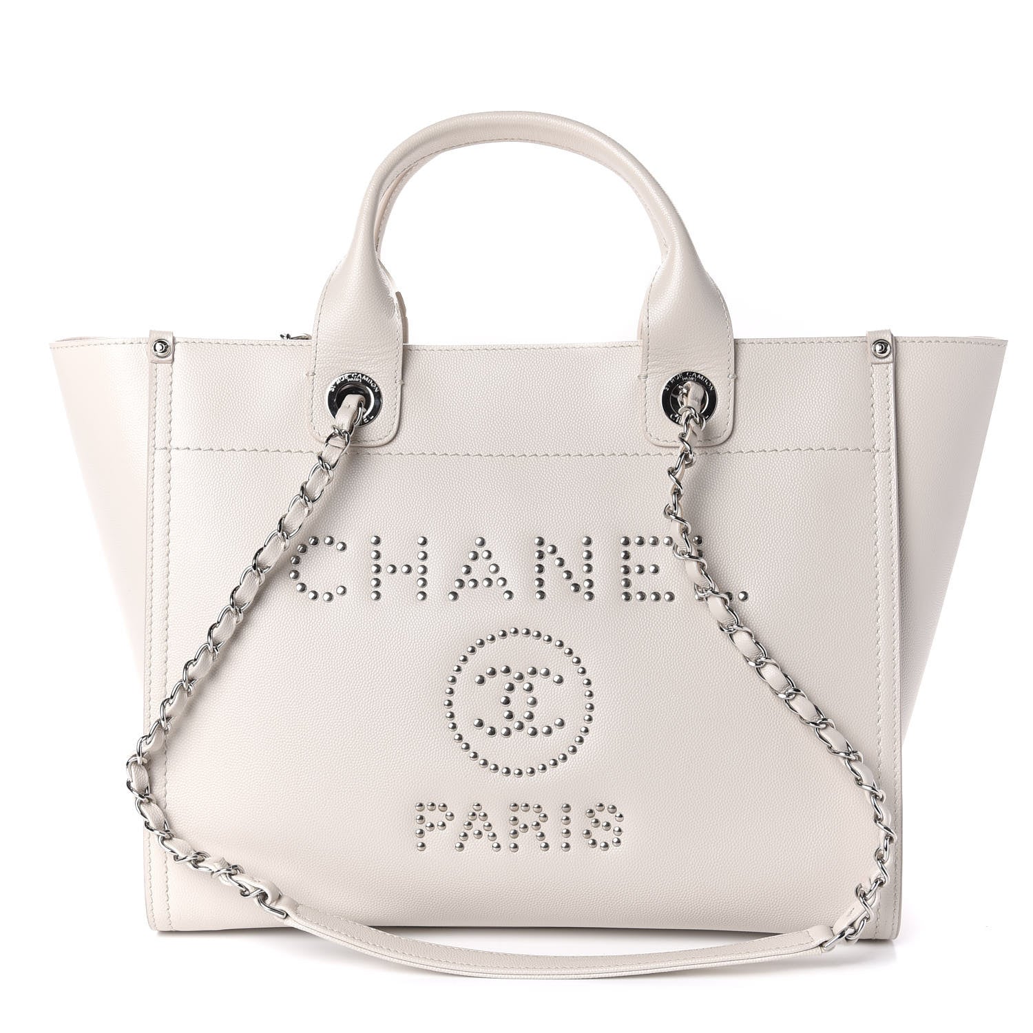 Chanel Caviar Small Studded Deauville Tote Ivory 1 of 12