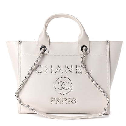 Chanel Caviar Small Studded Deauville Tote Ivory 1 of 12