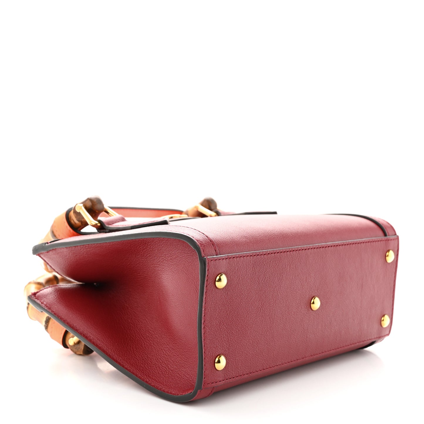 Wonka Grain Calfskin Mini Diana Tote Bag Dark Red Orange Fluo