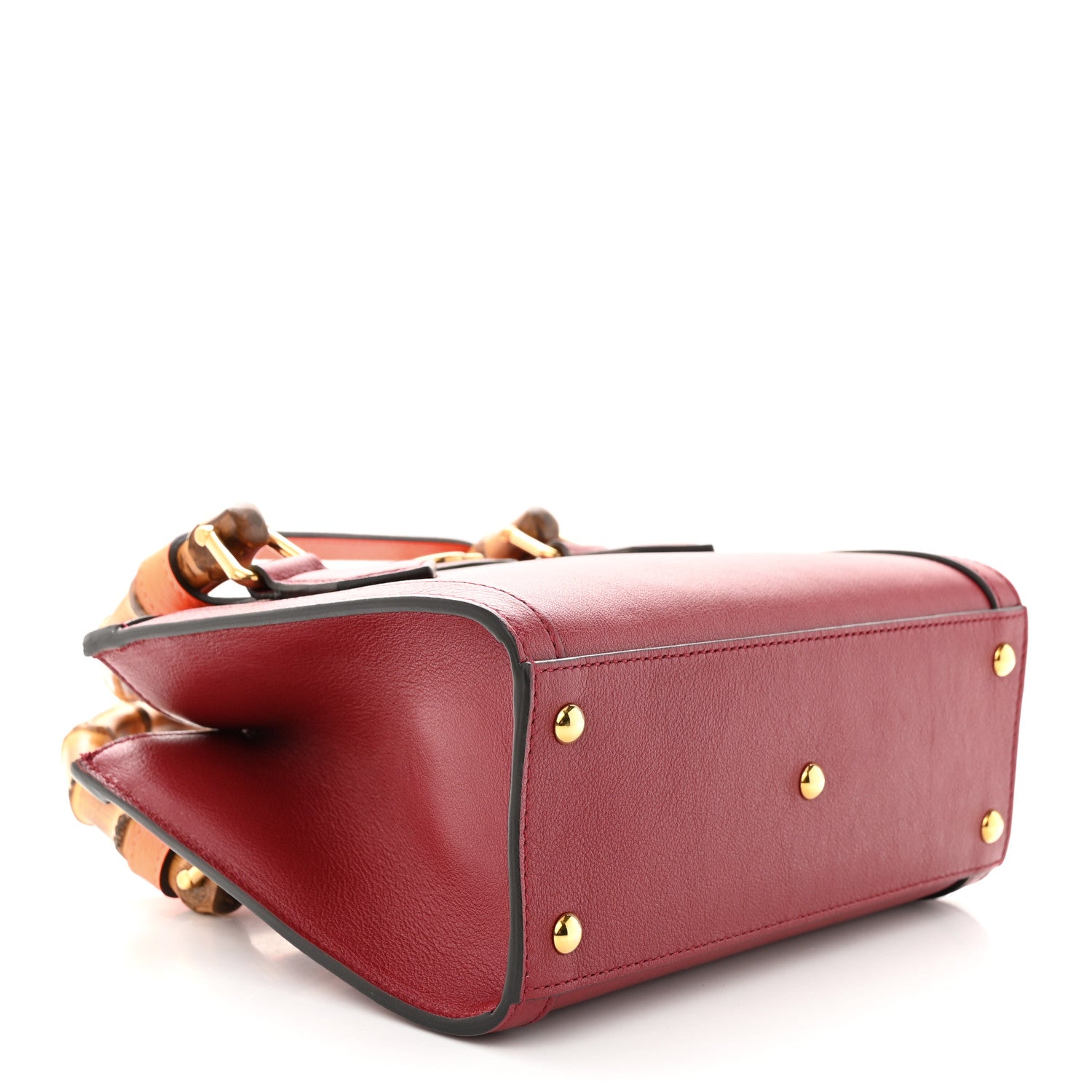 Gucci Wonka Grain Calfskin Mini Diana Tote Bag Dark Red Orange Fluo 4 of 10